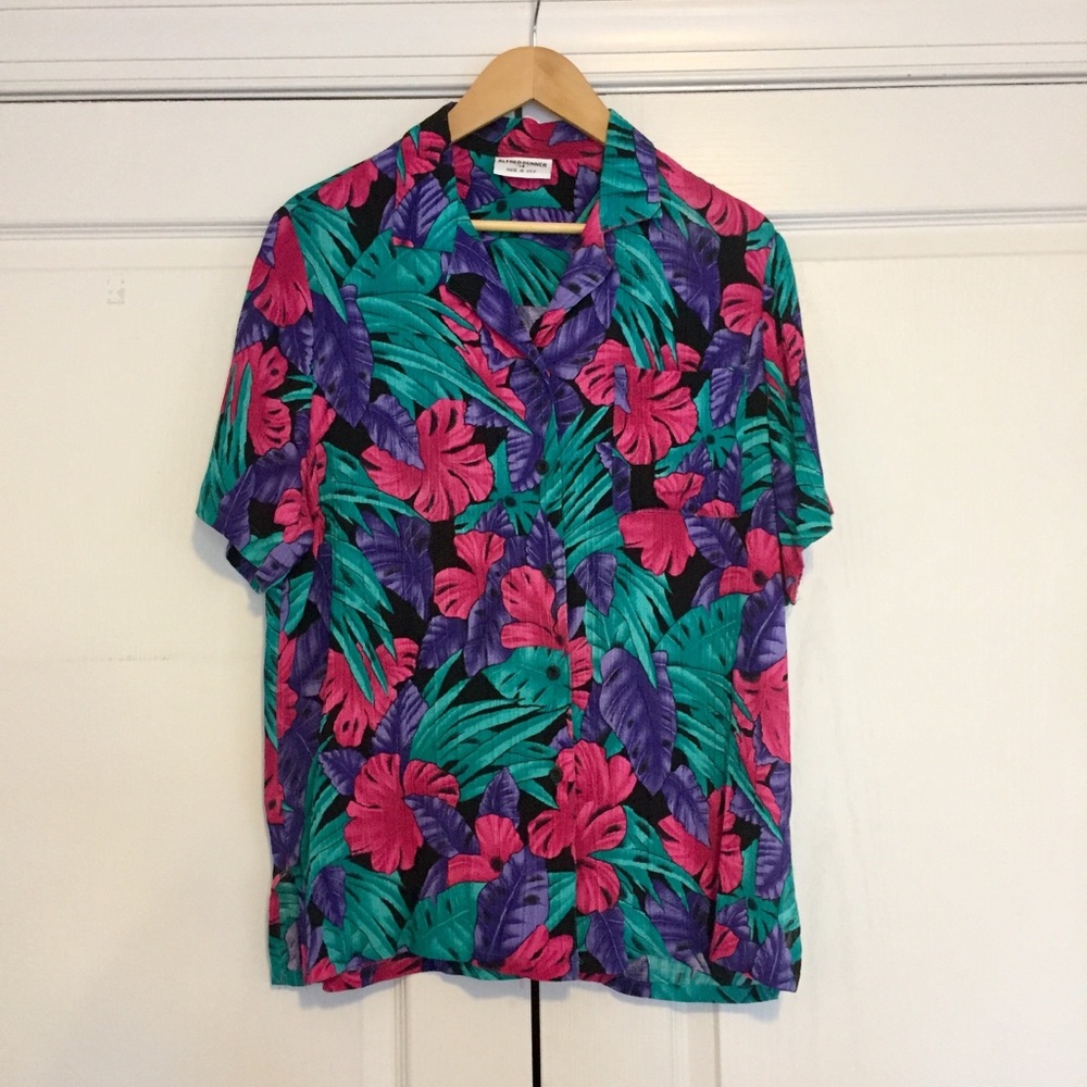 Vintage 90’s Short Sleeve Button-Up, Size 14